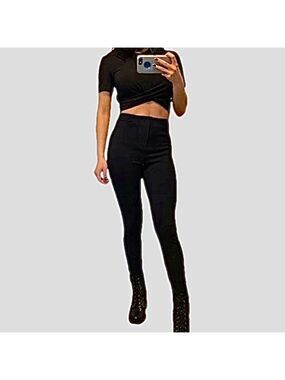 Black New without Tags High Waisted Cigarette Pants